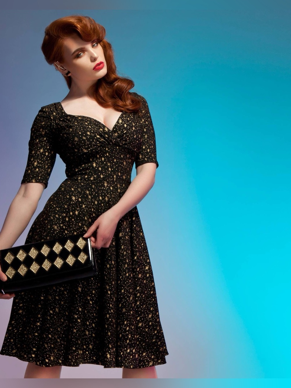 Collectif London Atomic Star Print Trixie Dress Size 6
